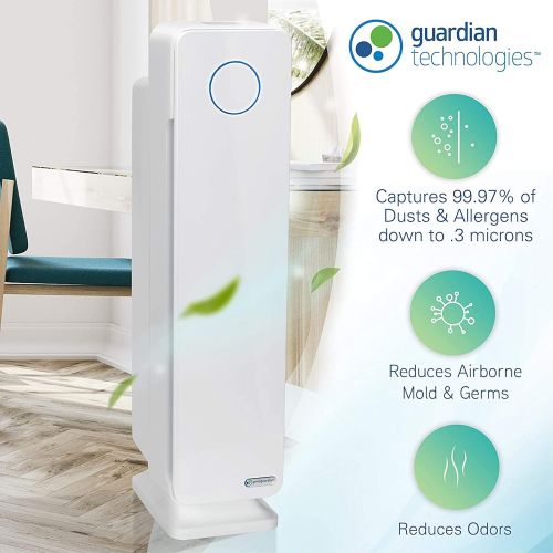  GermGuardian AC5350W 28-inch 4-in-1 True HEPA Filter Air Purifier for Homes, Large Rooms, Allergies, Smoke, Dust, Dander, Pollen & Odors UV-C Light Kills Germs 5-Yr Warranty Germ G