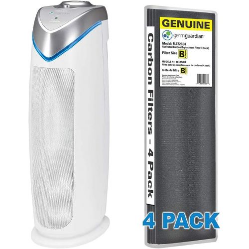  Germ Guardian HEPA Filter Air Purifier with UV Light Sanitizer with Guardian Technologies GermGuardian Air Purifier GENUINE Carbon Filter 4-Pack