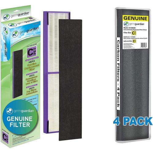  Germ Guardian FLT5250PT True HEPA Genuine Air Purifier Replacement Filter with Guardian Technologies GermGuardian Air Purifier GENUINE Carbon Filter 4-Pack