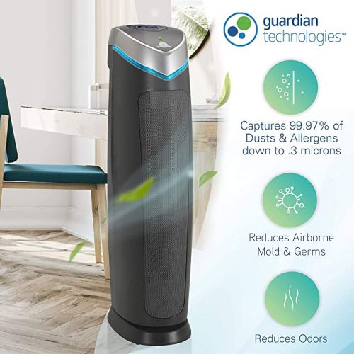  GermGuardian AC5250PT 28” 3-in-1 Large Room Air Purifier, Pet Pure HEPA Filter, UVC Sanitizer, Home Air Cleaner Traps Allergens for Pet Dander,Smoke, Odors, Mold, Dust, Germs,Energ