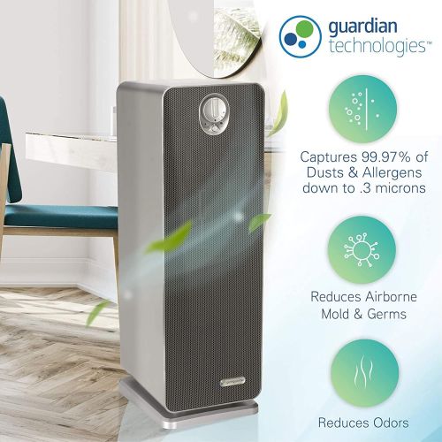  Germ Guardian AC4900CA 22” 3-in-1 True HEPA Filter Air Purifier for Home, Full Room, UV-C Light Kills Germs, Filters Allergies, Smoke, Dust, Pet Dander, & Odors, 3-Yr Wty, GermGuar