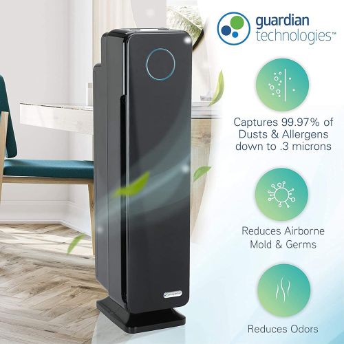  Germ Guardian AC5300B 28” 3-in-1 True HEPA Filter Air Purifier for Home, Large Rooms, UV-C Light Kills Germs, Filters Allergies, Smoke, Dust, Pet Dander, & Odors, 5-Yr Wty, GermGua