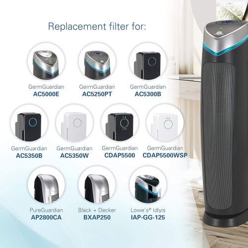  Germ Guardian FLT5250PT True HEPA Genuine Air Purifier Replacement Filter C, with Pet Pure Treatment for GermGuardian AC5250PT, AC5000E, AC5300B, AC5350W, AC5350B, CDAP5500, and Mo
