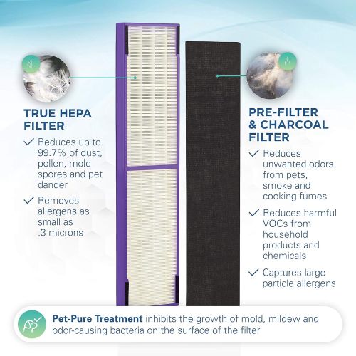  Germ Guardian FLT5250PT True HEPA Genuine Air Purifier Replacement Filter C, with Pet Pure Treatment for GermGuardian AC5250PT, AC5000E, AC5300B, AC5350W, AC5350B, CDAP5500, and Mo