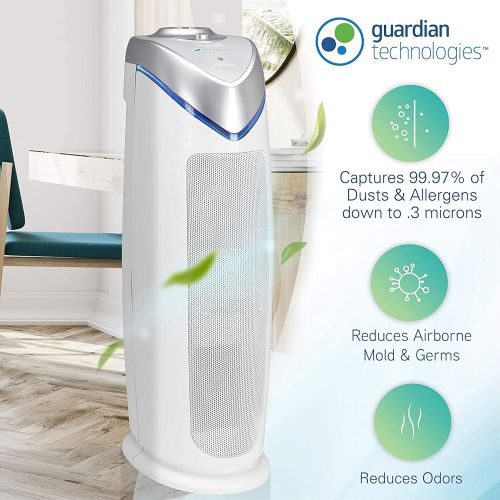  Germ Guardian AC4825 22” 3-in-1 True HEPA Filter Air Purifier for Home, Full Room, UV-C Light Kills Germs, Filters Allergies, Smoke, Dust, Pet Dander, Odors, 3-Yr Wty, GermGuardian