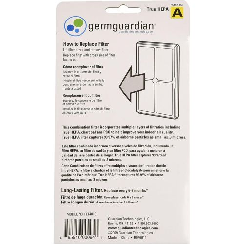  Visit the Guardian Technologies Store Guardian Technologies FLT4010 Genuine High-Performance Allergen Air Purifier Replacement Filter A With Activated Charcoal Layer for Germguardian Purifier Ac4010, Ac4020 & More, Gre