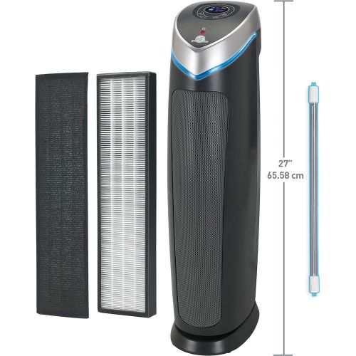  Germ Guardian AC5250PT 28” 3-in-1 True HEPA Filter Air Purifier for Home and Pets, Large Rooms, UV-C Sanitizer, Filters Allergies, Smoke, Dust, Dander, Odors, 5-Yr Wty, GermGuardia