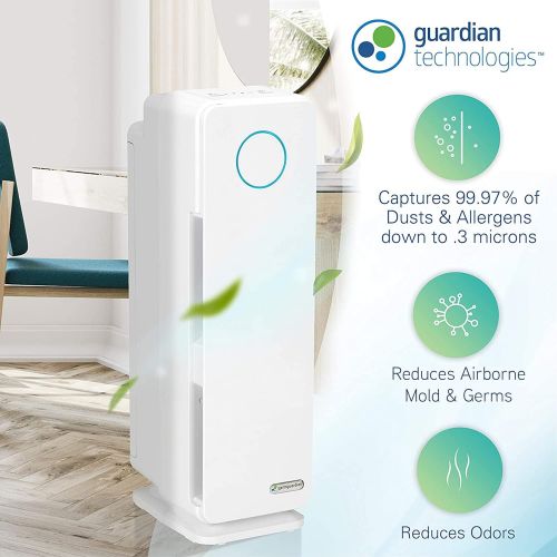  Germ Guardian AC4300WPT 22” 3-in-1 True HEPA Filter Air Purifier for Home and Pets, Full Rooms, UV-C Sanitizer, Filters Allergies, Smoke, Dust, Dander, & Odor, 3-Yr Wty, GermGuardi