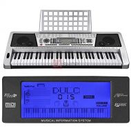 Gerriff Store LCD 61 Key Silver Electric Music Keyboard Digital Personal Piano MK939