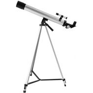50mm Beginners Astronomical Telescope Zoom 100X Outdoor Monocular Space Telescopes Portable Refractor Travel Spotting Scope with Tripod 2 Eyepieces,Silver (Silver)