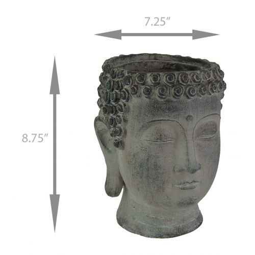  Gerson Antique Grey Ceramic Buddha Head Planter