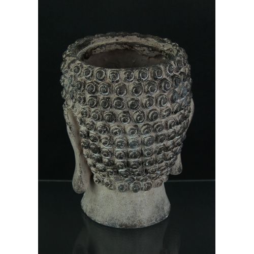  Gerson Antique Grey Ceramic Buddha Head Planter