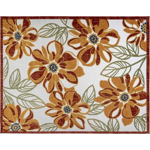  [아마존 핫딜]  [아마존핫딜]Gertmenian 21620 Indoor Outdoor Rugs Patio Area Carpet, 8x10 Large Leaf Orange Flower