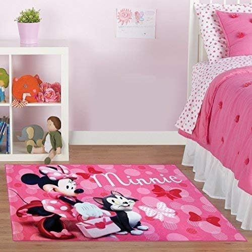  Gertmenian Disney Minnie Mouse Rug w/ Figaro Cat HD Digital Girls Room Decor Bedding Area Rugs 5x7, X Large, Pink