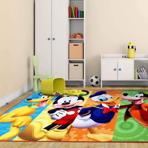  [아마존베스트]Gertmenian Disney Mickey Mouse Clubhouse Rug HD Digital MMCH Kids Room Decor Bedding Area Rugs 5x7, X Large, Multicolor