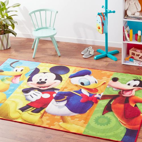  [아마존베스트]Gertmenian Disney Mickey Mouse Clubhouse Rug HD Digital MMCH Kids Room Decor Bedding Area Rugs 5x7, X Large, Multicolor