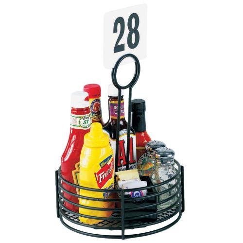  Get G.E.T. Enterprises Black Round Stainless Steel Condiment Caddy Iron Teflon Coated Table Caddies Collection 4-31860 (Pack of 1)