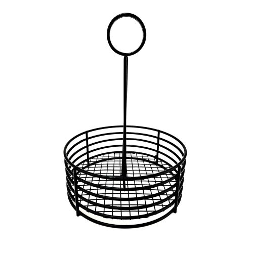  Get G.E.T. Enterprises Black Round Stainless Steel Condiment Caddy Iron Teflon Coated Table Caddies Collection 4-31860 (Pack of 1)