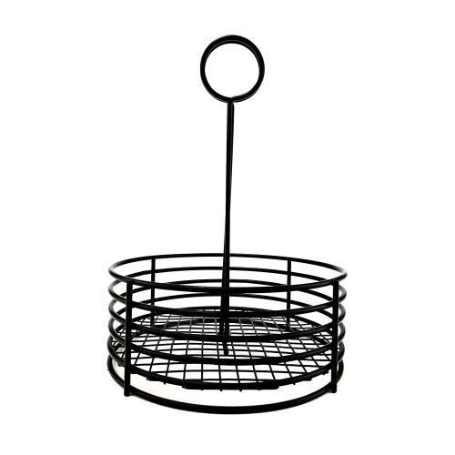  Get G.E.T. Enterprises Black Round Stainless Steel Condiment Caddy Iron Teflon Coated Table Caddies Collection 4-31860 (Pack of 1)