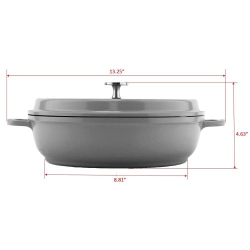 롯지 GET G.E.T. Enterprises Blue 3 Quart Round Braiser Pan, Cast Aluminum with Lid and Handles Heiss CA-005-CBBK