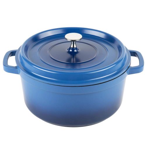 롯지 GET G.E.T. Enterprises Blue 3 Quart Round Braiser Pan, Cast Aluminum with Lid and Handles Heiss CA-005-CBBK