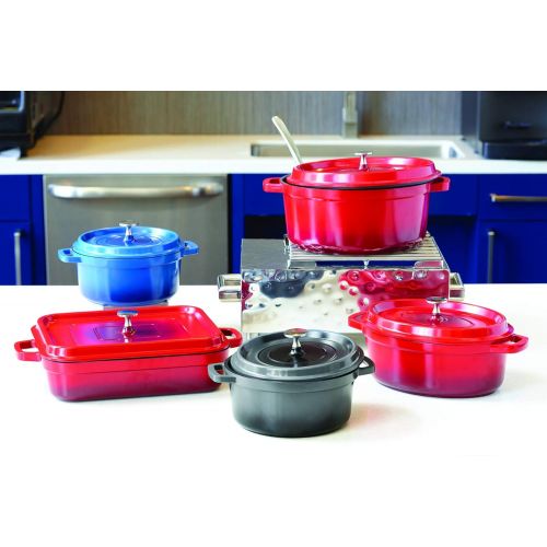 롯지 GET G.E.T. Enterprises Blue 3 Quart Round Braiser Pan, Cast Aluminum with Lid and Handles Heiss CA-005-CBBK