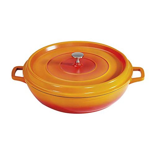  GET G.E.T. Enterprises Orange 5 Quart Round Casserole Pan, Cast Aluminum with Lid and Handles Heiss CA-008-OBK