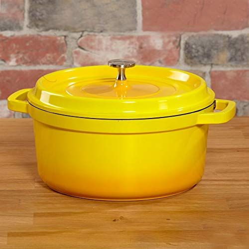  GET G.E.T. Enterprises Orange 5 Quart Round Casserole Pan, Cast Aluminum with Lid and Handles Heiss CA-008-OBK