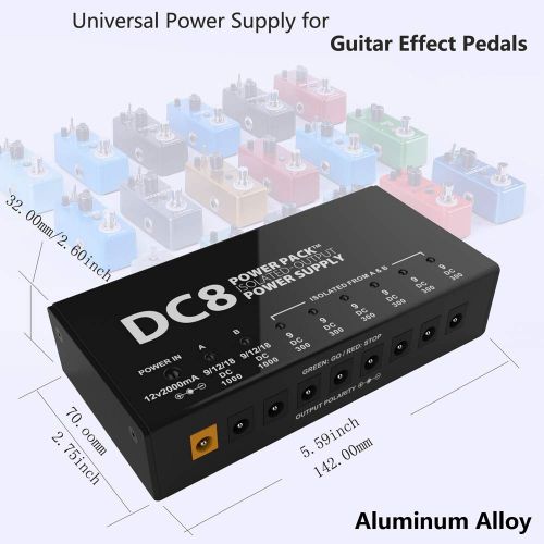  Getaria Guitar Effect Pedal Power Supply 8 Isolated Output for 9V 12V 18V Pedals