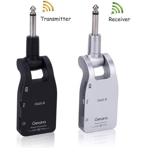  [아마존베스트]Getaria 2.4GHZ Wireless Guitar System Built-in Rechargeable Lithium Battery Digital Transmitter Receiver for Electric Guitar Bass (Black)