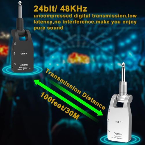  Getaria Wireless Guitar System 2.4G Rechargeable Transmitter Receiver for Electric Guitar Bass