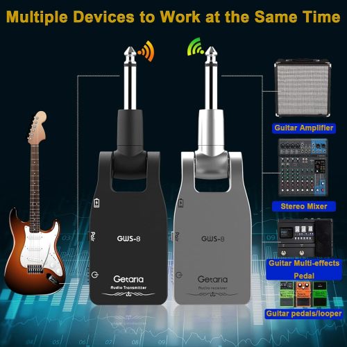  Getaria Wireless Guitar System 2.4G Rechargeable Transmitter Receiver for Electric Guitar Bass