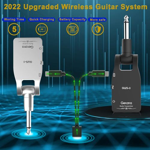  Getaria Wireless Guitar System 2.4G Rechargeable Transmitter Receiver for Electric Guitar Bass