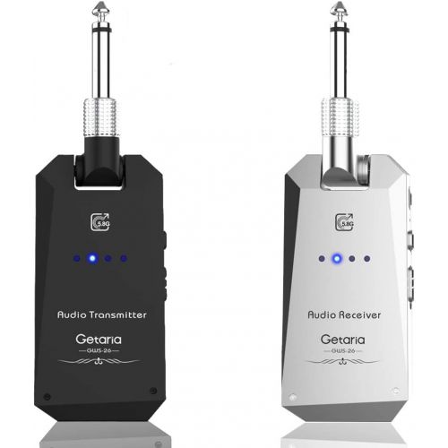  Getaria Wireless Guitar Transmitter Receiver Set 5.8GH Wireless Guitar System 4 Channels for Electric Guitar Bass (Silver/Black)