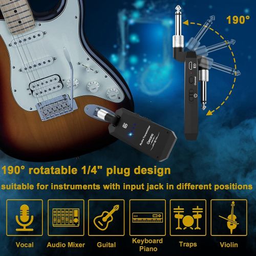  Getaria Wireless Guitar Transmitter Receiver Set 5.8GH Wireless Guitar System 4 Channels for Electric Guitar Bass (Silver/Black)