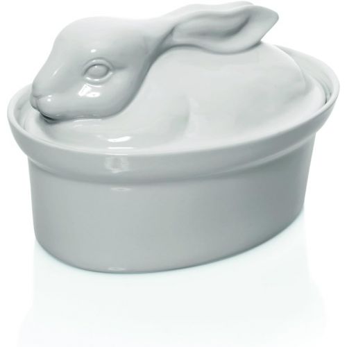  Getgastro Terrine aus Porzellan, 2-teilig - Deckel mit Tierform (Hase, Ente oder Hahn - Abmessung: 23 x 17 cm, Inhalt: 1,50 ltr.) (Hase)