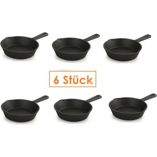  Getgastro 6 x Servierpfanne rund Ø16cm Gusseisen fester Griff ideal zum servieren