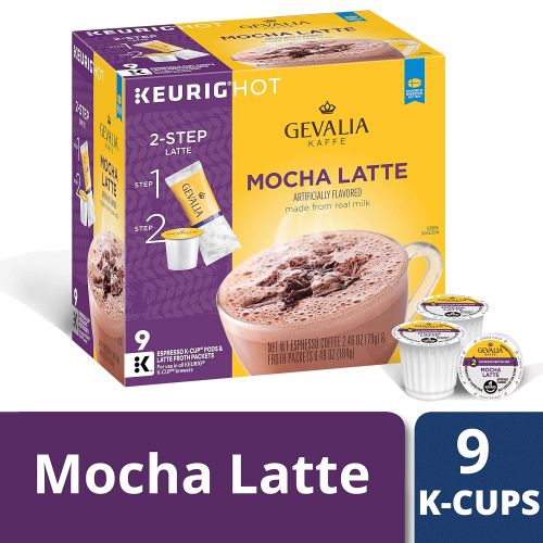  [아마존 핫딜]  [아마존핫딜]Gevalia Mocha Latte Espresso Keurig K Cup Coffee Pods & Froth Packets (36 Count, 4 Boxes of 9)