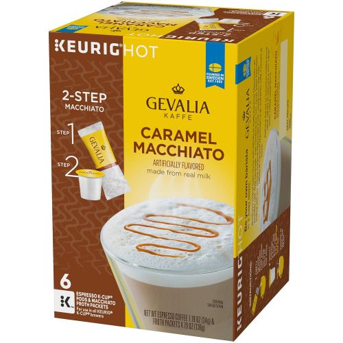  Gevalia Caramel Macchiato Espresso Coffee with Froth Packets, K-Cup Pods, 6 Count (Pack of 6)