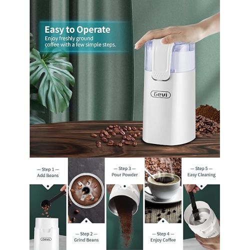  Electric Coffee Grinder Stainless Steel Blade Grinder for Coffee Espresso Latte Mochas, Noiseless Operation.GECGI140-U-1