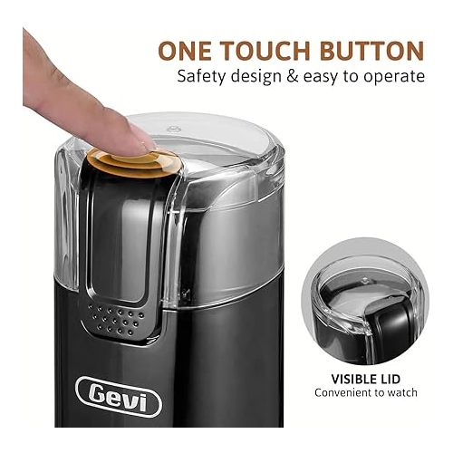  Gevi One-Touch Button Electric Coffee Grinder Coffee Bean Grinder for Coffee Espresso Latte Mochas, Noiseless Operation Coffee Serving Sets