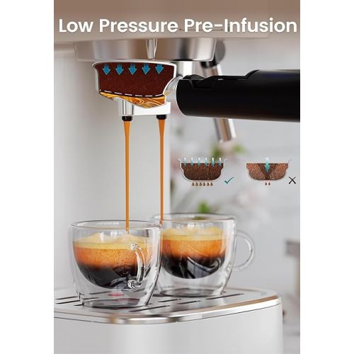  Gevi Espresso Machine 20 Bar High Pressure,compact espresso machines with Milk Frother Steam Wand,Professional Cappuccino,Latte,Macchiato Maker for home,espresso maker
