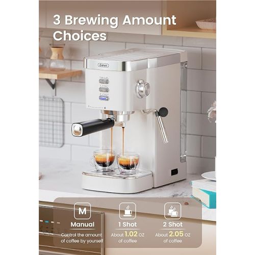  Gevi Espresso Machine 20 Bar High Pressure,Compact Espresso Machines with Milk Frother Steam Wand,Cappuccino & Latte Maker with Volume Control for Home,Espresso Maker，Gift for Coffee Lover