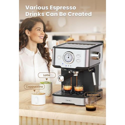  Gevi Espresso Machine High Pressure,Compact Espresso Coffee Machines with Milk Frother Steam Wand,Professional Coffee,Cappuccino,Latte Maker for Home,Espresso Maker, Gift for Coffee Lover, Dad or Mom