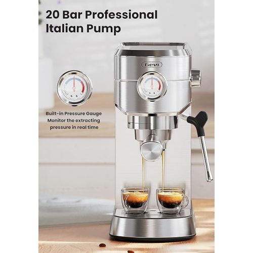  Gevi Espresso Machine 20 Bar, Professional Espresso Maker with Milk Frother, Compact Espresso Coffee Machines for Cappuccino, Latte, Commercial Espresso Machines & Coffee Makers, Gift for Dad