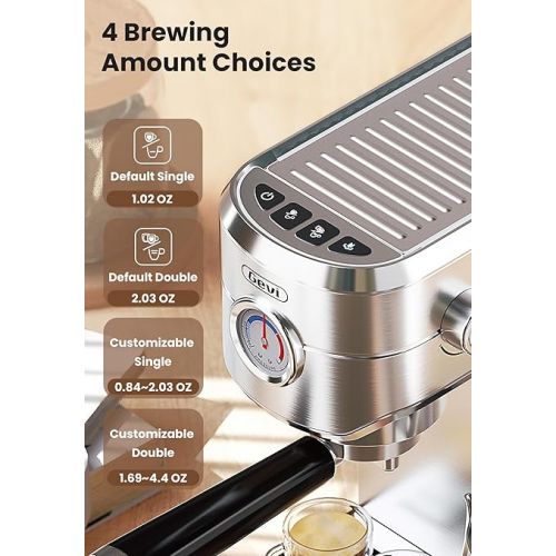  Gevi Espresso Machine 20 Bar, Professional Espresso Maker with Milk Frother, Compact Espresso Coffee Machines for Cappuccino, Latte, Commercial Espresso Machines & Coffee Makers, Gift for Dad