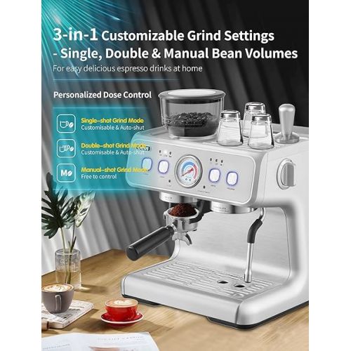  Gevi Espresso Machine 20 Bar With Grinder & Steam Wand - All in One Espresso Maker & Espresso Machine with Grinder for Home