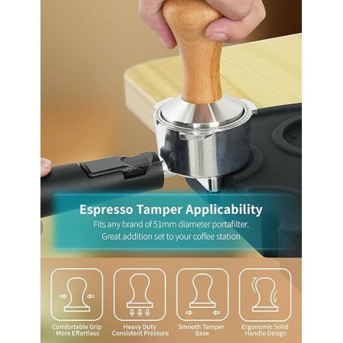 Gevi 3PCS Espresso Machine Accessories, Coffee Knock Box for Grounds, Tamper Mat Black Silicone Pad Espresso Dump Bin for Milk Coffee Cappuccino Home Office