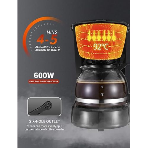  Gevi 4 Cups Small Coffee Maker, Compact Coffee Machine with Reusable Filter, Warming Plate and Coffee Pot for Home and Office