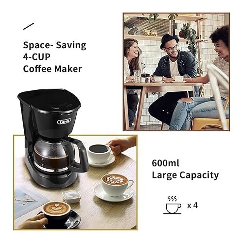  Gevi 4 Cups Small Coffee Maker, Compact Coffee Machine with Reusable Filter, Warming Plate and Coffee Pot for Home and Office